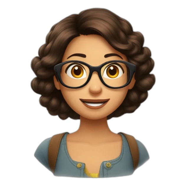 Póster Disney Pixar mujer morena pelo largo liso marrón con lentes sticker