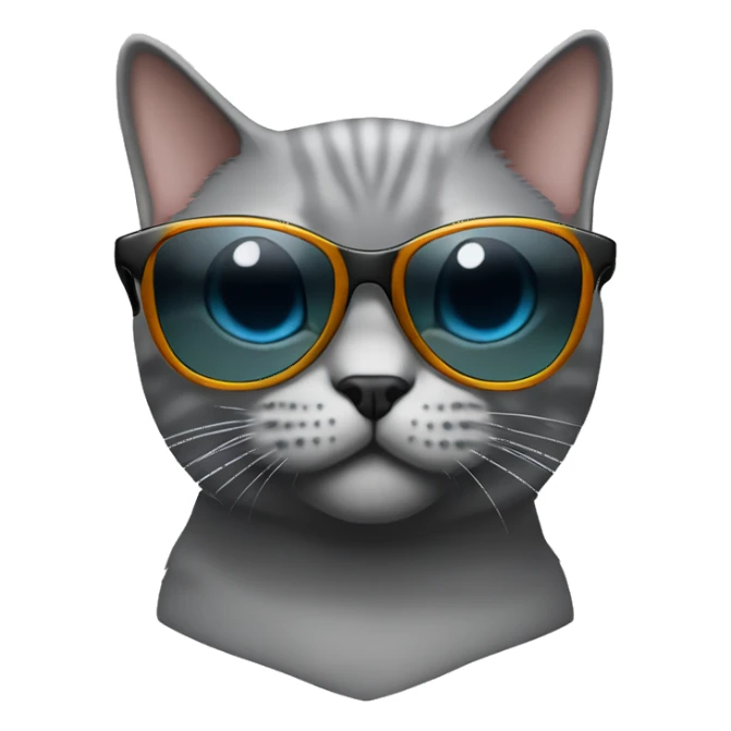 british short hair cat gray with sunglasses sticker