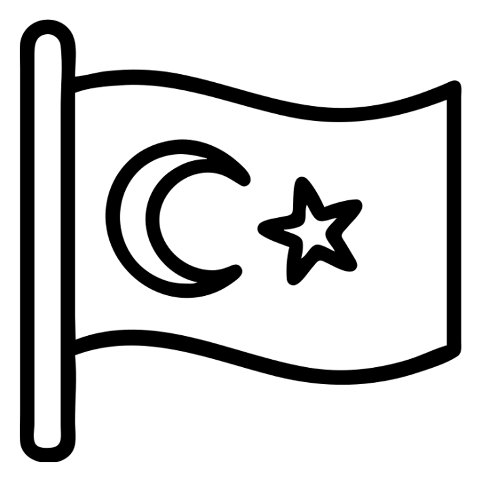 East Turkestan flag, modern icon, blue background, white crescent moon and star, no text sticker