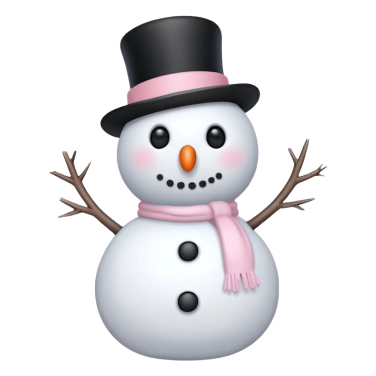 cute white and light pink snowman with black buttons sticker