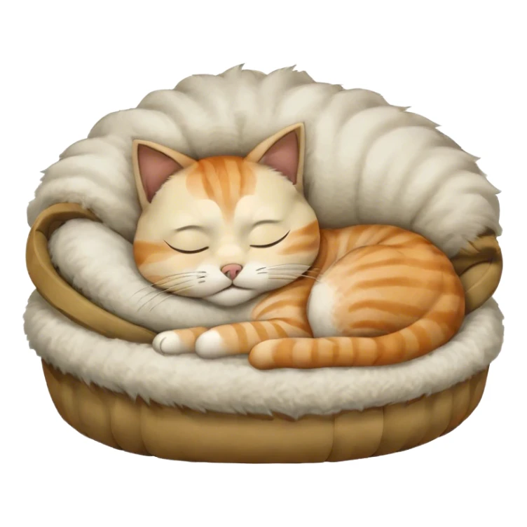 Cat sleeping in his bed. His White and have a face mask . His girly  sticker