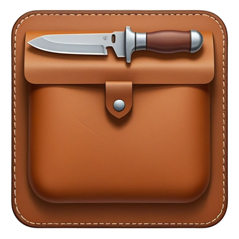 Leatherworking icon, piece of raw leather being processed, tools like knife, stitching awl, mallet, leathercraft tools in use, texture of leather, minimalistic style, clean lines, transparent background. sticker