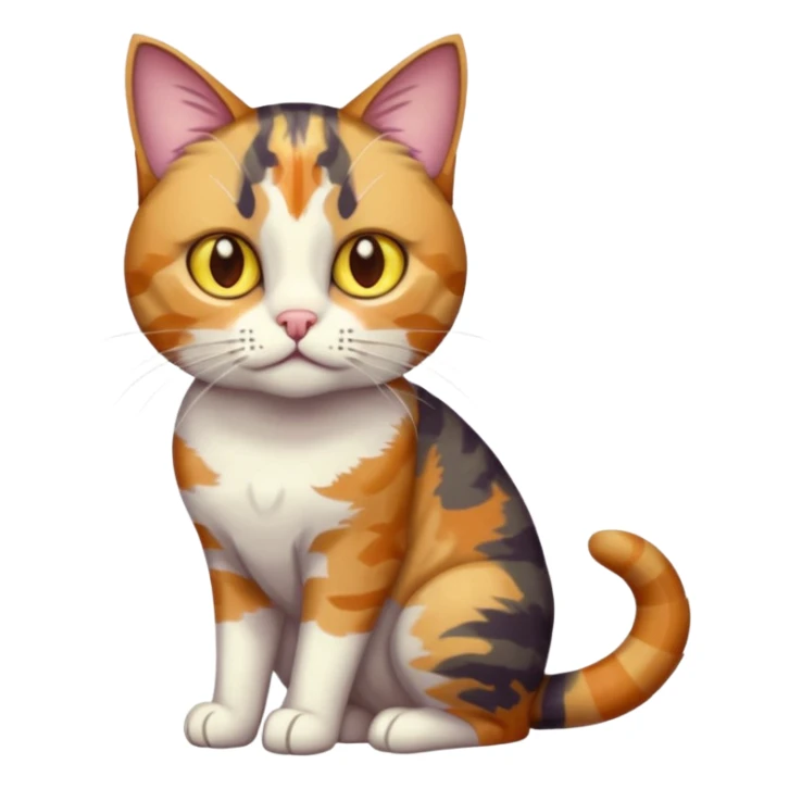 full body anxious looking colourful light patched calico tabby cat with hazel eyes sticker