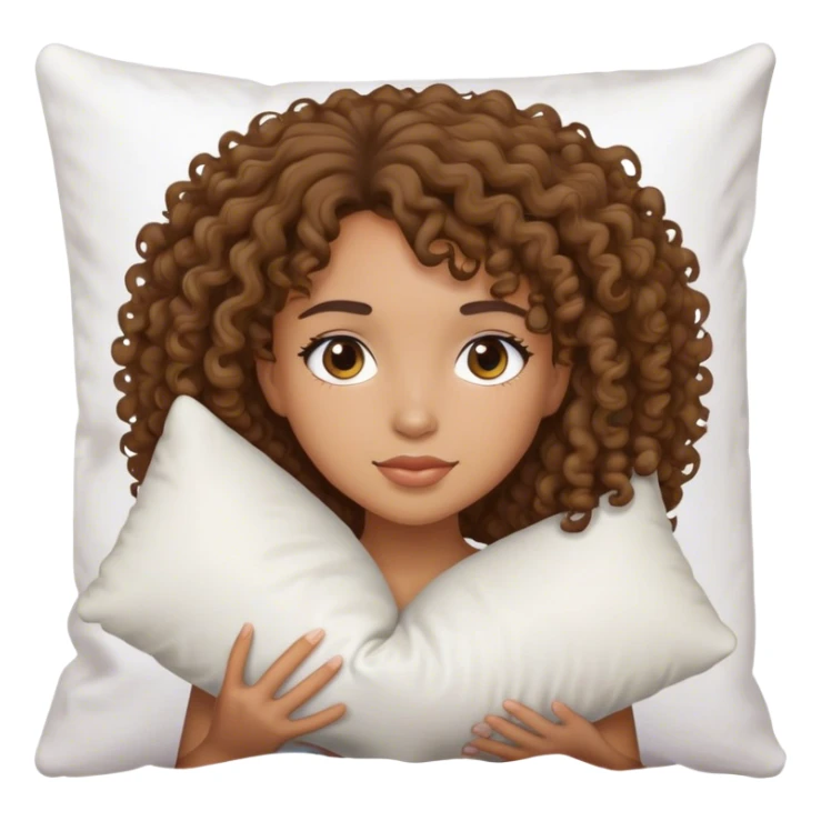Sleeping on pillow mixed race girl medium curly hair  sticker