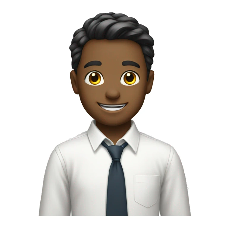 smiling boy in white shirt with tie sticker