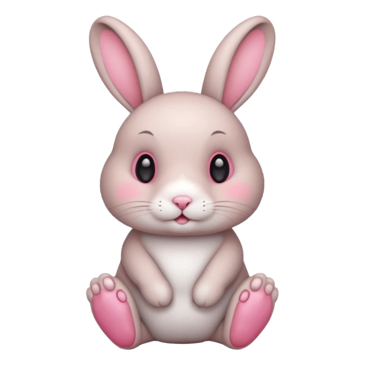 Rabbit in round shape with blushy pink cheeks and button eyes round feet and arms sticker