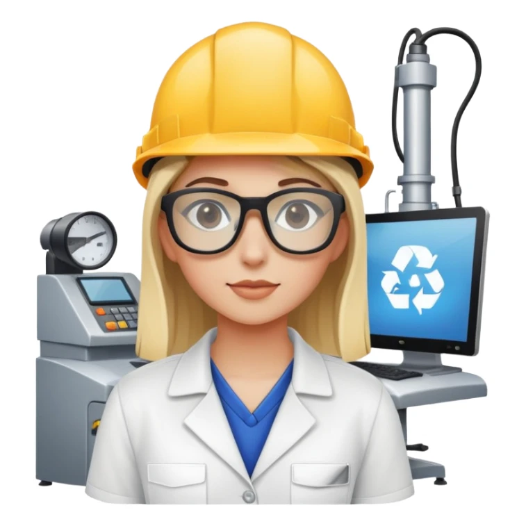 girl at the factory at the computer sticker