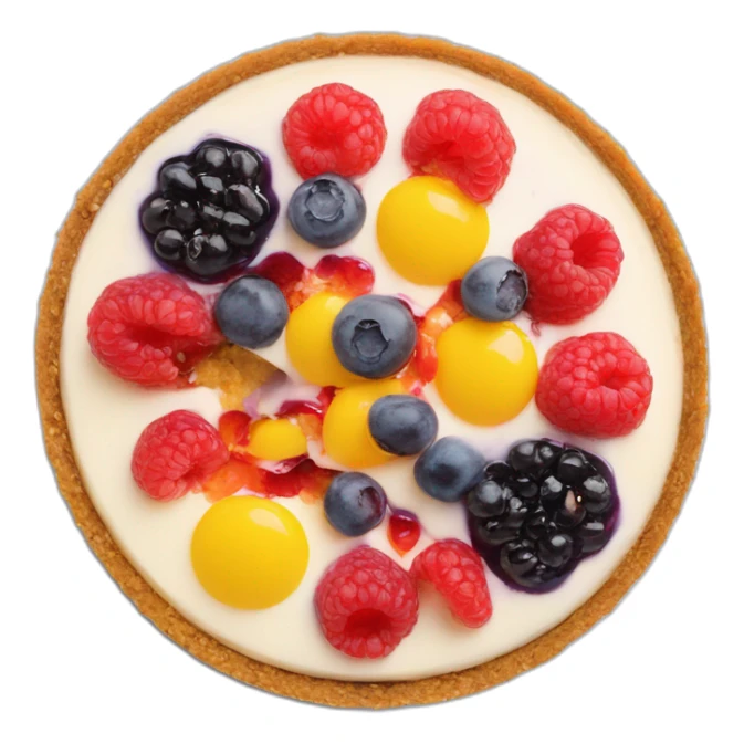 No bake cheesecake with 3 colored jams red, blueberry and yellow  sticker