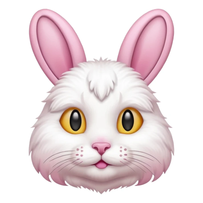 cat emoji with white bunny fur and pink bunny ears sticker
