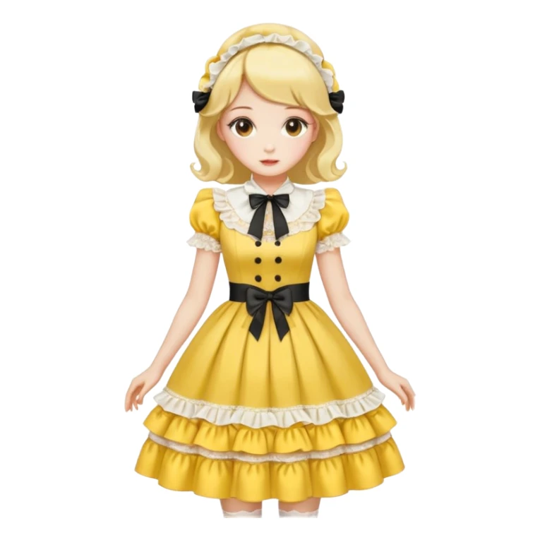 Lolita dress, white and yellow sticker