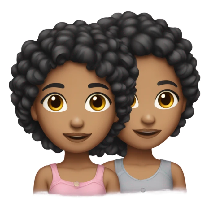 two twin girls lightskin black curly hair sticker