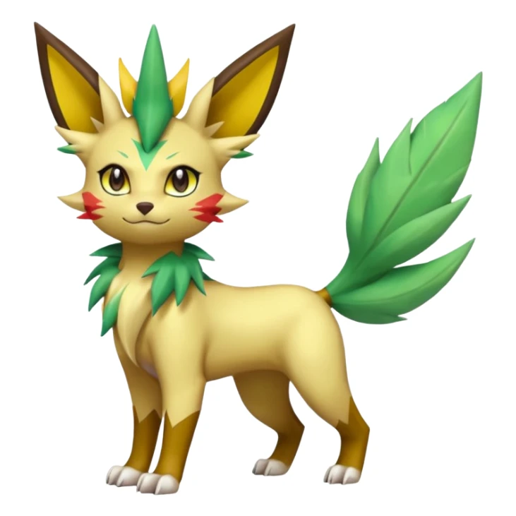Torracat-Amaura-Leafeon-Fakémon-Digimon-fusion (full body) sticker
