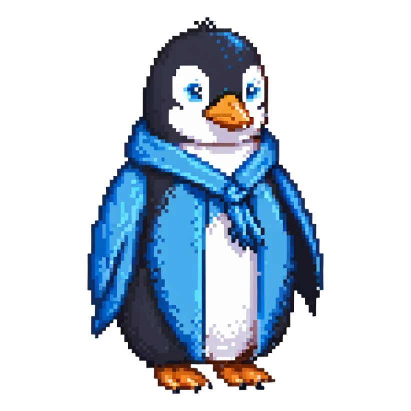 penguin as a wizened magic user with blue robe sticker