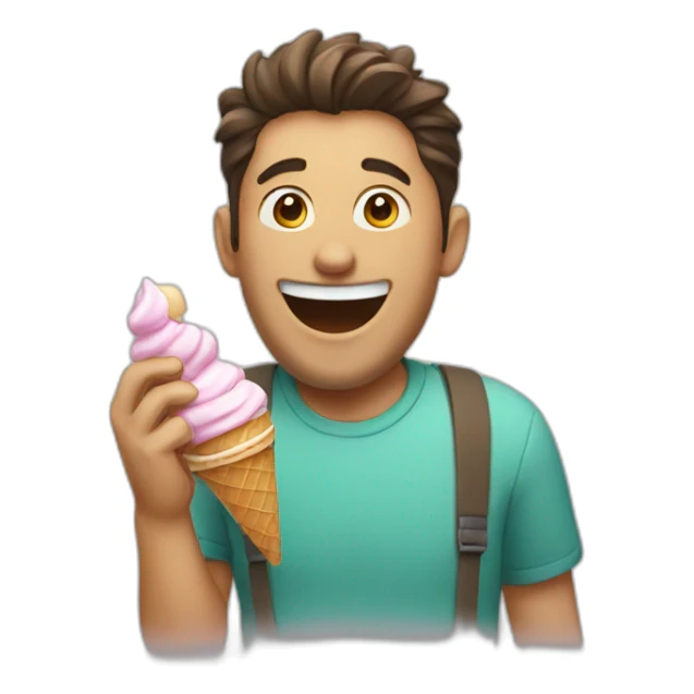 man eating ice cream laughing sticker