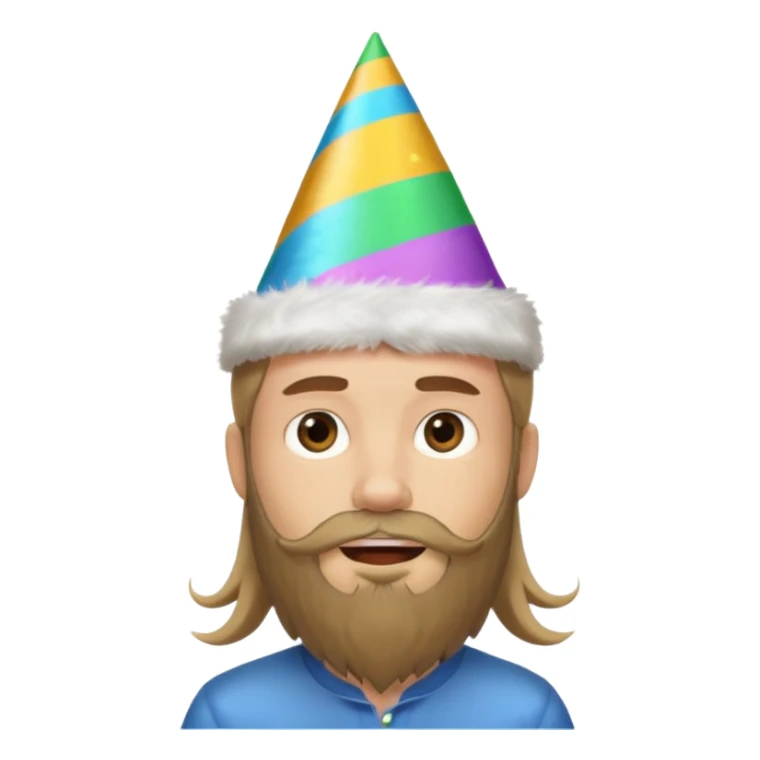 party hatted boy with long hair & bearded sticker