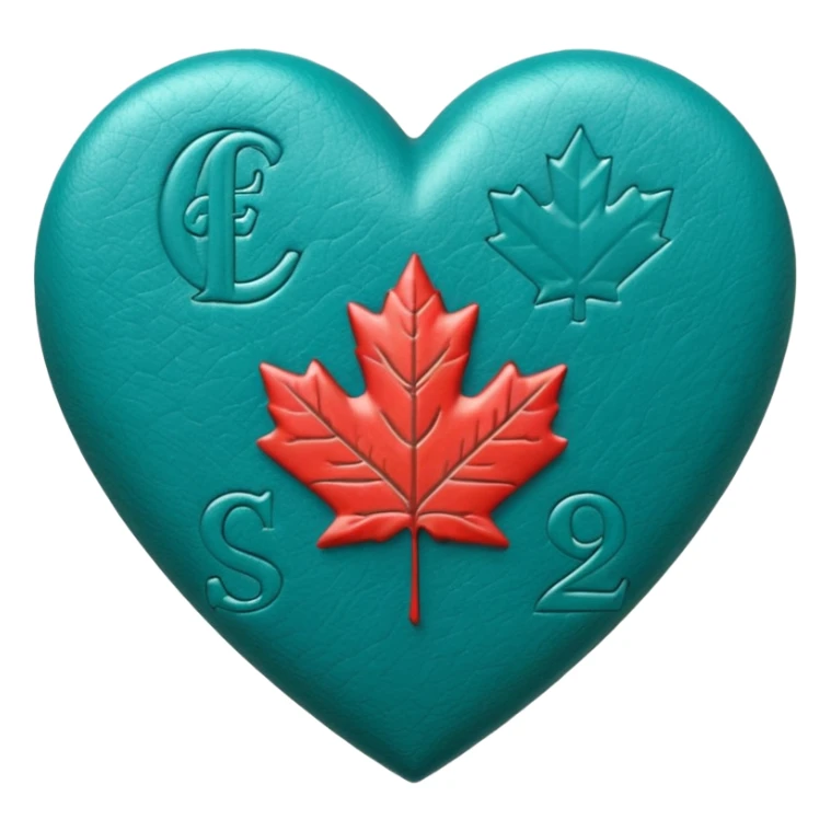 Teal heart with Canadian money sticker