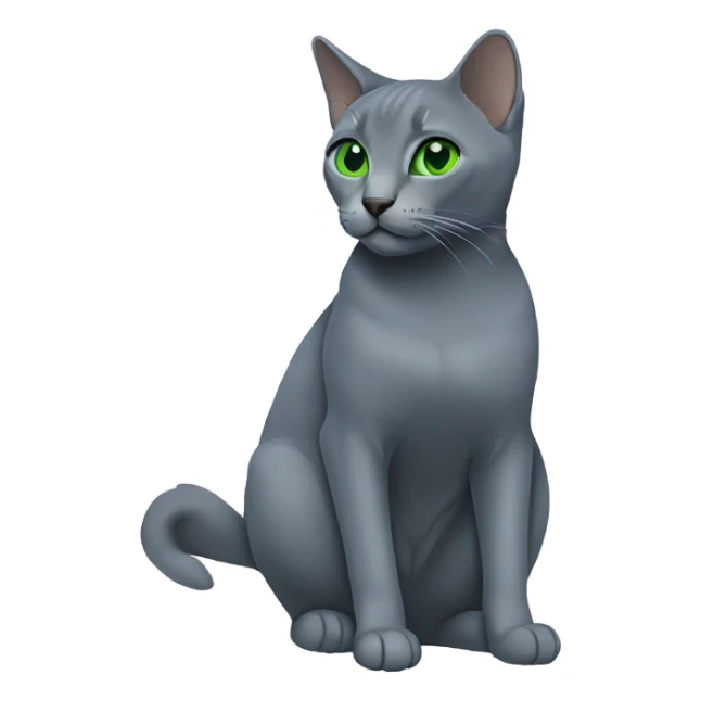 Russian blue with green eyes side profile full body seeing left side sticker