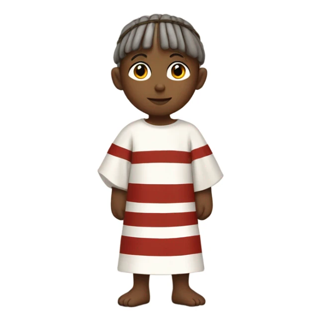 11th century child with tunic with horizontal white and red stripes sticker
