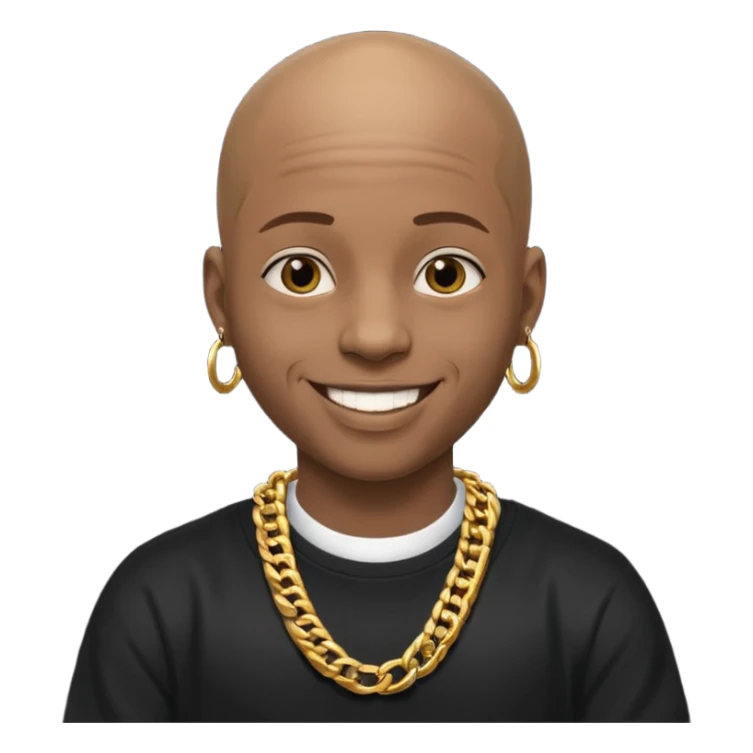 Young African rapper, bald with chain sticker