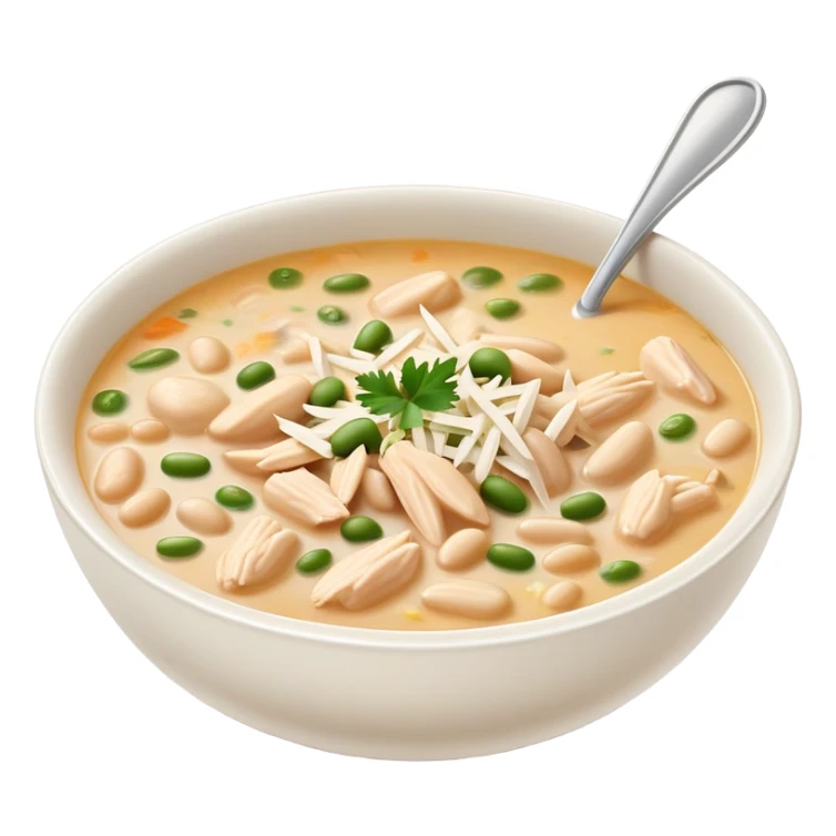 Bowl of white chicken chili soup sticker