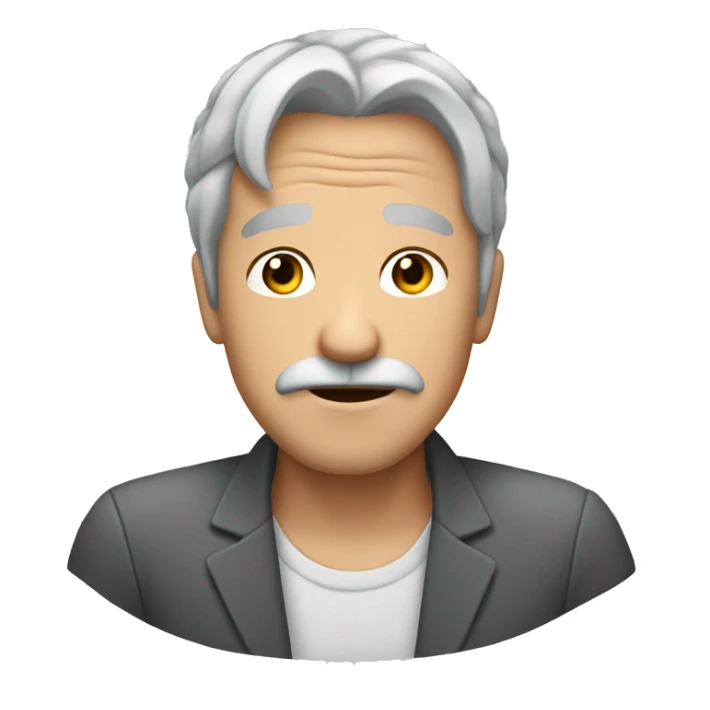 Gray hair face palm male no mustache sticker