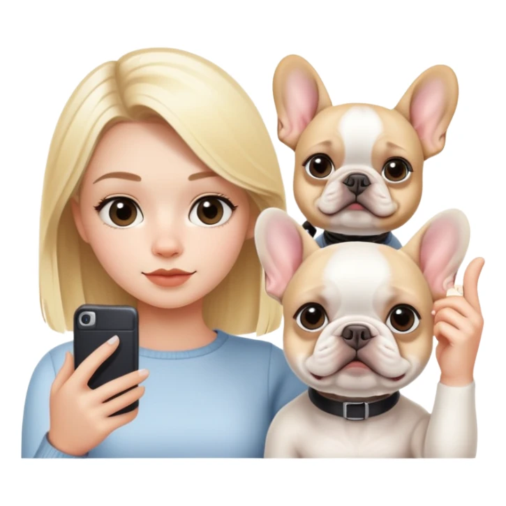 blonde girl with white Frenchie selfie sticker