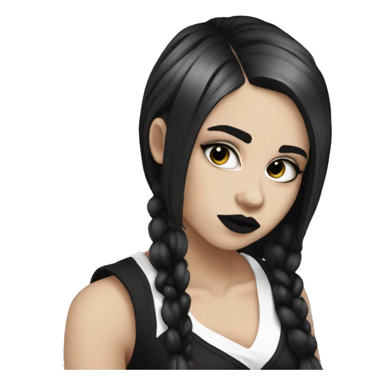 goth girl black and white hair sticker