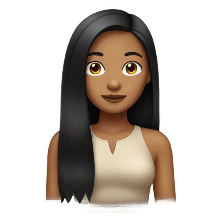 tan girl with middle part black straight hair  sticker