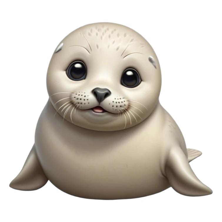 Cinematic Comical Baby Seal Portrait Emoji, Head tilted dramatically with an exaggeratedly surprised expression, featuring a round, plump body with wide, comically expressive eyes and a quirky, puckered face, Simplified yet hilariously expressive features, highly detailed, glowing with a slightly sassy polar glow, high shine, dramatic yet playful, stylized with an air of cheeky arctic mischief, soft glowing outline, capturing the essence of a meme-worthy baby seal that looks ready to give a playful side-eye into viral fame! sticker