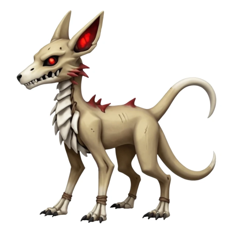 Skeletal Cubone-Marowak-Zoroark-Anubis-Wendigo-Fakémon-hybrid-creature (full body), 4 legs sticker
