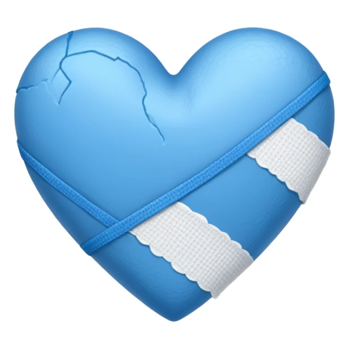 blue heart with bandage with it on sticker