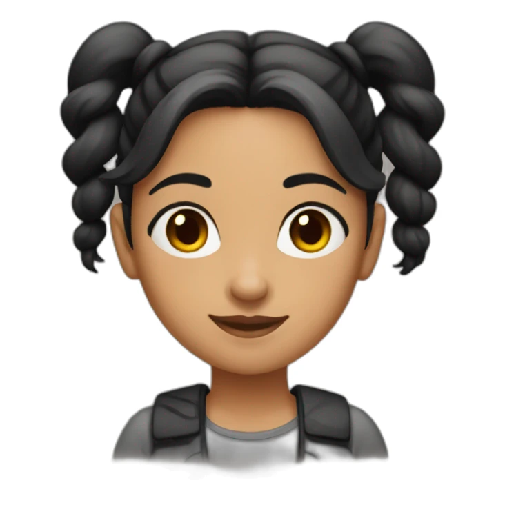 a girl with black color double ponytail sticker