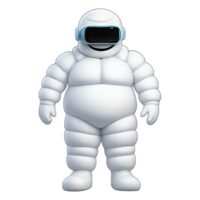 full body christmas michelin man snowman in vr headset sticker