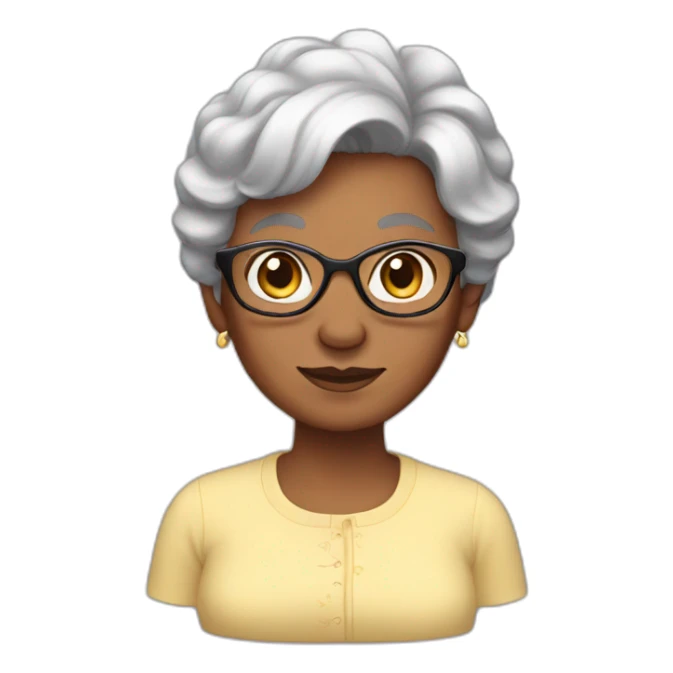 black hair, grandma, short sticker