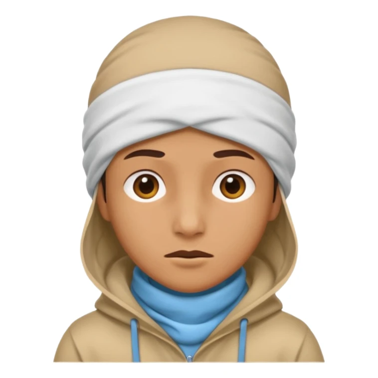 A person with headaches and a cold pack on the head sticker