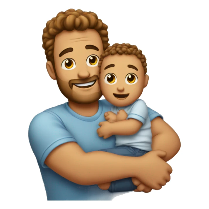 Dad hugging a curly baby sticker