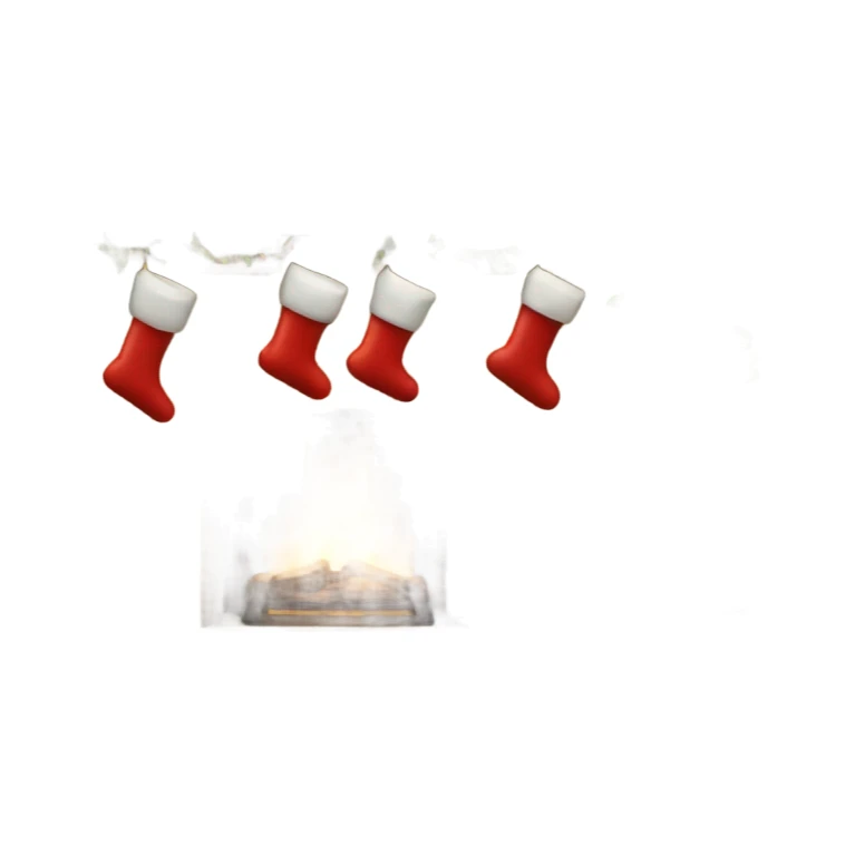 Fireplace with stockings and Christmas tree sticker