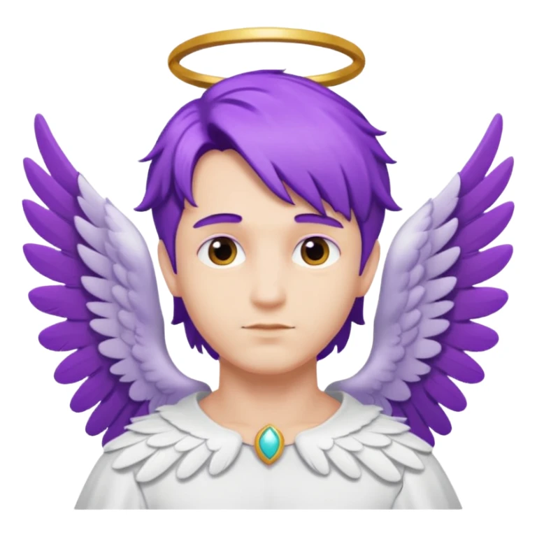  male angel with purple hair with wings sticker