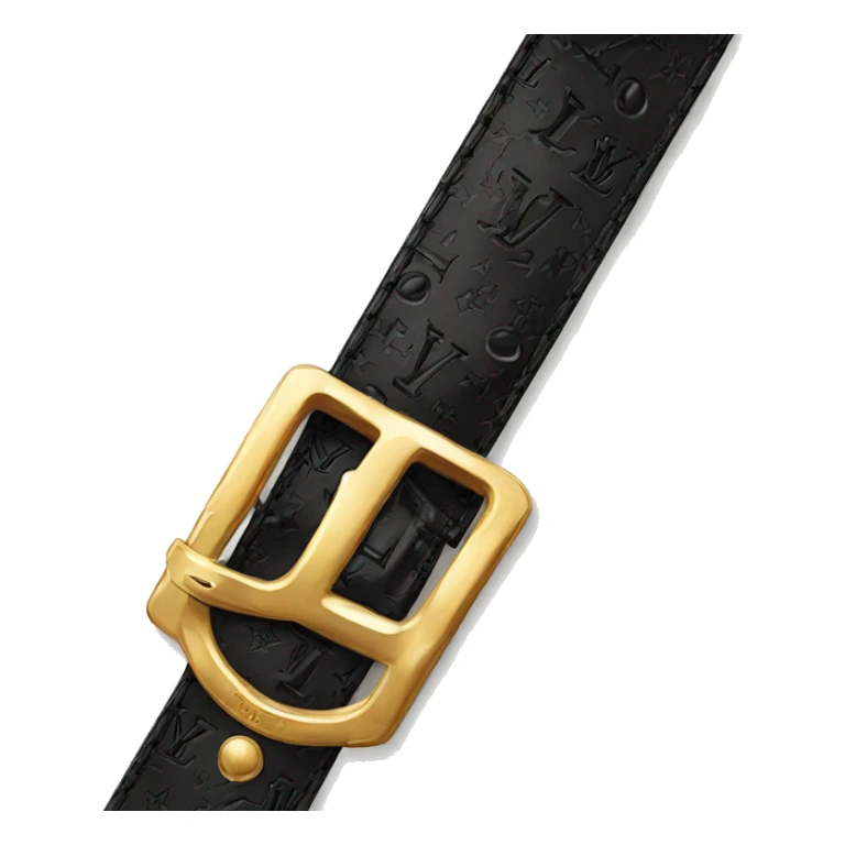 Folded Black Louis Vuitton belt with Gold buckle sticker