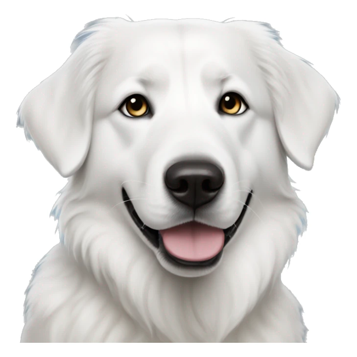 All White Great Pyrenees mix dog with bright blue eyes, black nose and black around right eye sticker