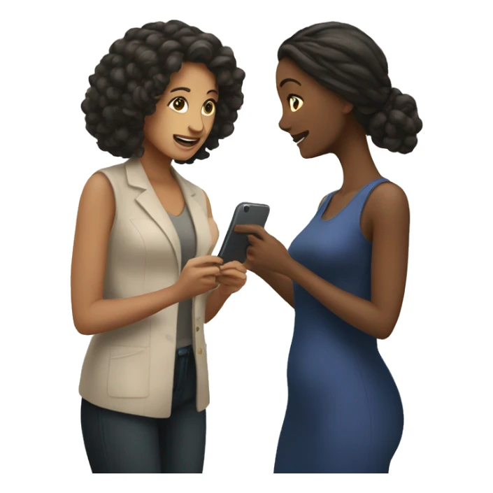 woman showing her phone to another woman sticker