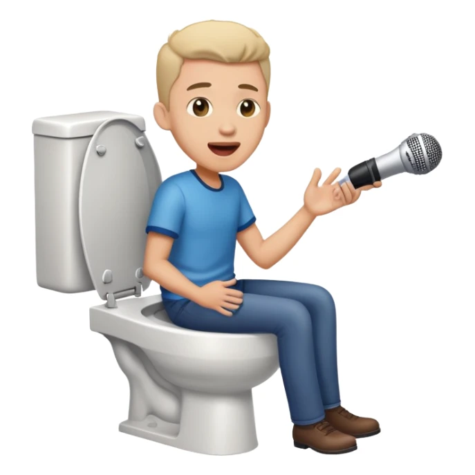 the head of a man inside a toilet singing sticker