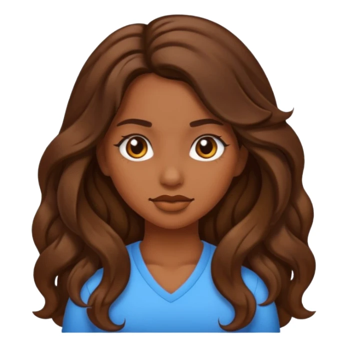 Baddie girl with brown long wavy hair sticker