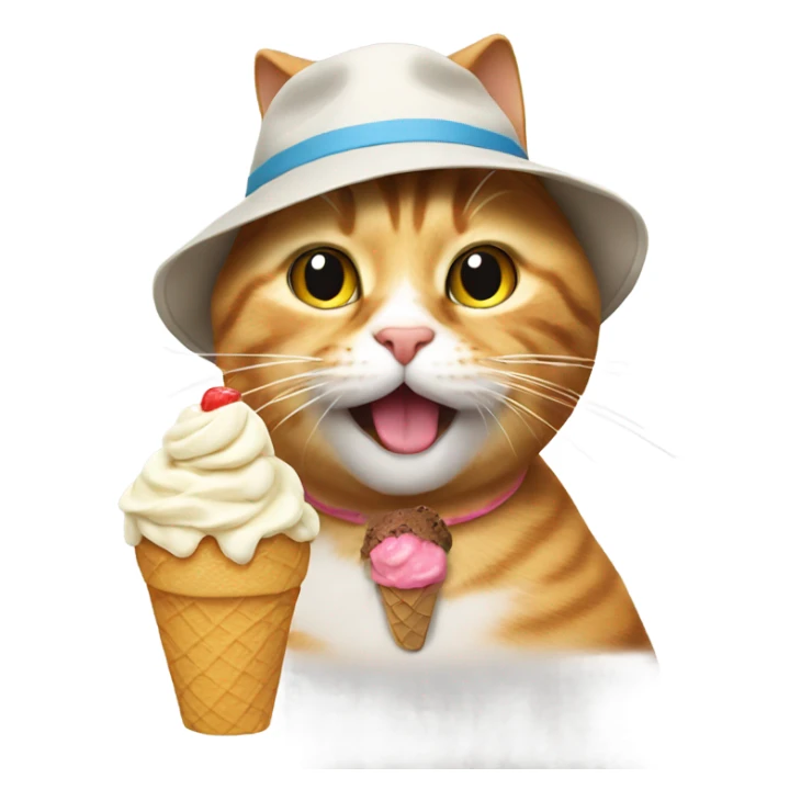 Cat eating ice cream and wearing a hat  sticker