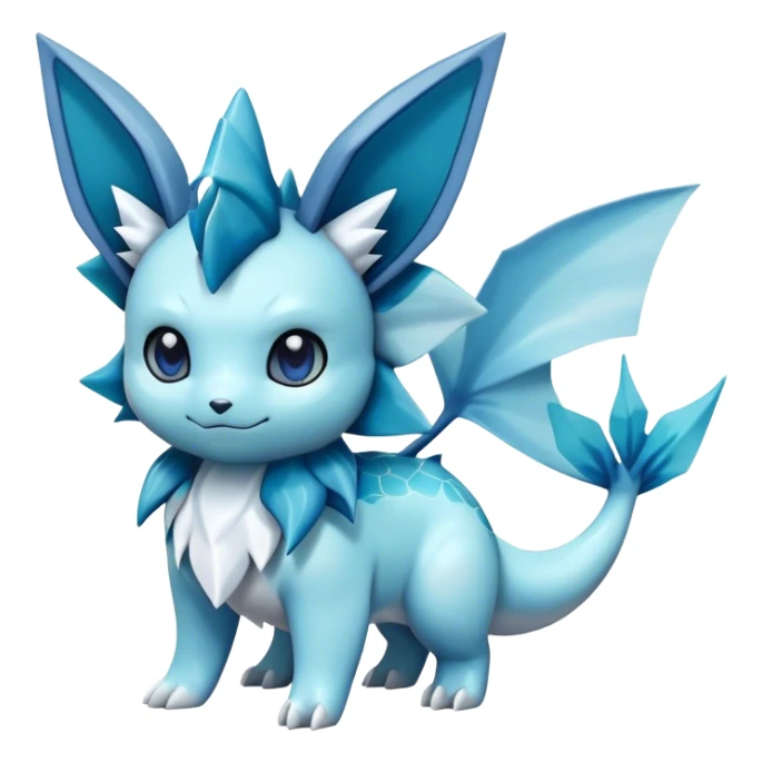 Kawaii Vaporeon-Glaceon-Pokemon-Digimon-hybrid full body sticker