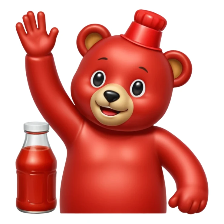 Make an emoji out of a ketchup bear. sticker