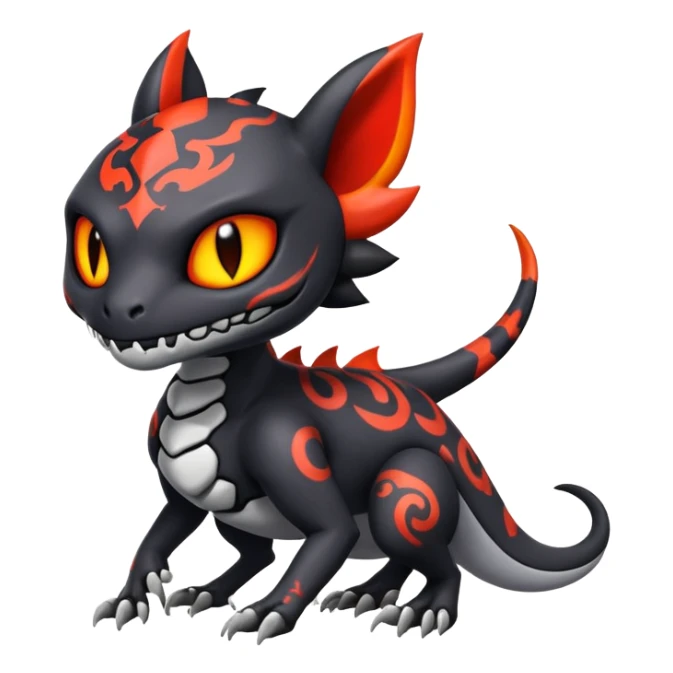 Salandit-Noibat-Litten-Hybrid with a white skull-face (Full body) sticker
