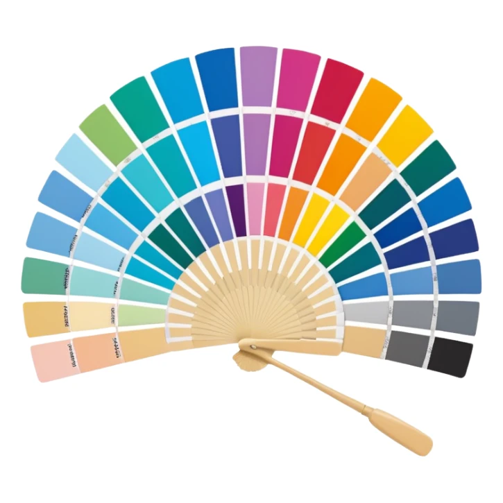 Pantone color swatch fan. The swatches should be fanned out, each with a different color. sticker