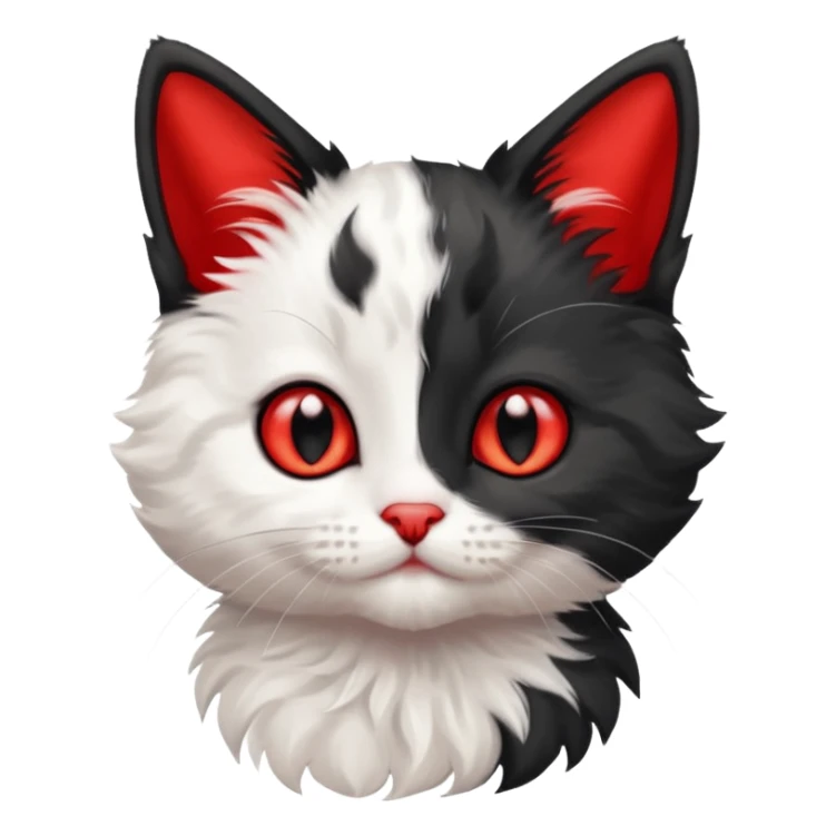a sitting black and white with red kitten sticker