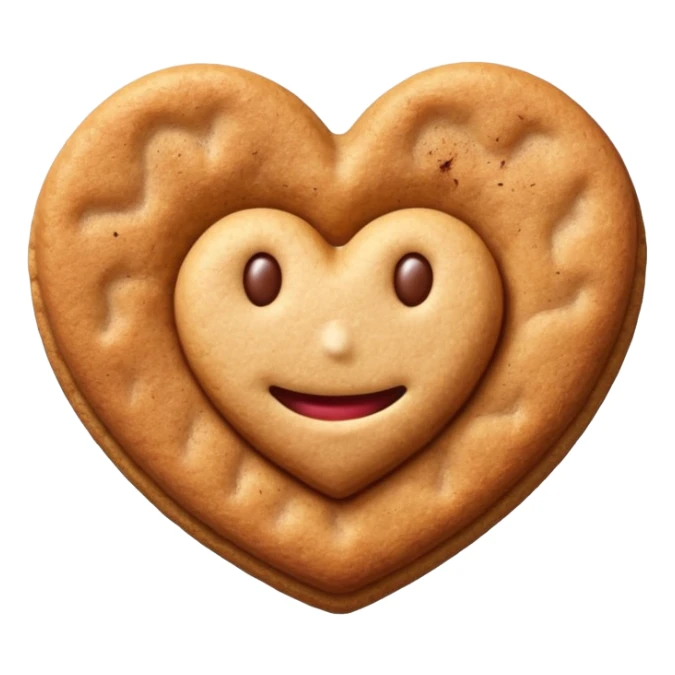 snicker doodle cookie with cinnamon powder on top in a heart shape cookie sticker